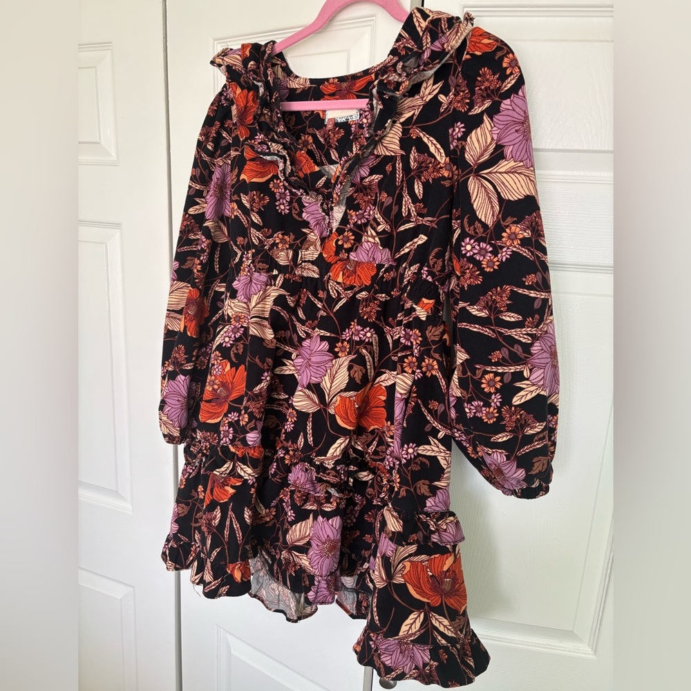 Anthropologie Floral Corduroy Dress